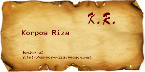 Korpos Riza névjegykártya